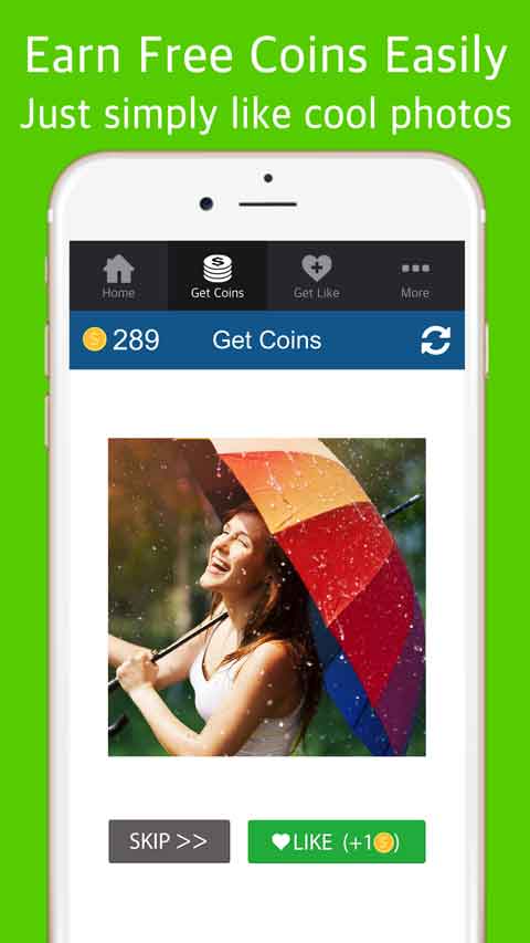 get coins for likes on instagram app